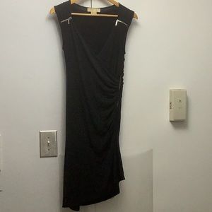 Michael Kors V-neck Side Roughed Dress w/Zipper Accents